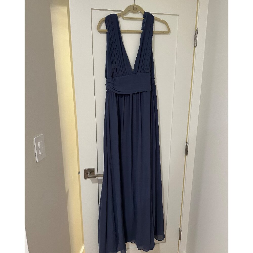 Lulus Heavenly Hues Denim Blue Maxi Dress size L, worn once